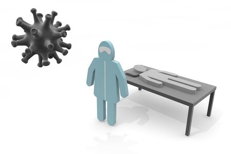 Doctor who continues treatment. Coronavirus and medical institutions. 3D renderingの写真素材