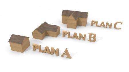 It is hard to see the property. Residential areas. For Sale. 3D illustrationの写真素材