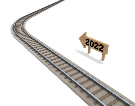 2022 begins. A new path. Set goals for this year. Feelings to act. 3D rendering