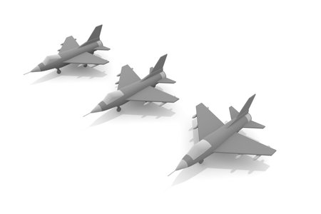 3 fighter planes. landing. airplane. army. defense. 3D renderingの写真素材