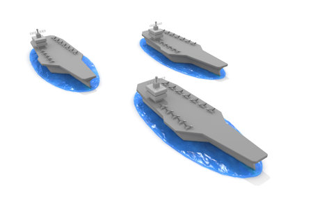 A ship that sails the sea. large aircraft carrier. An aircraft carrier carrying fighter planes. 3D renderingの写真素材