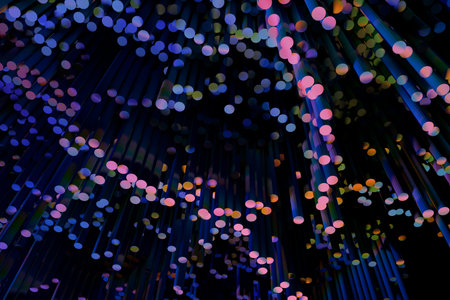 Gradation of blue and pink. futuristic image. Different dimensional space. beautiful gradation. A world of darkness. 3D renderingの写真素材