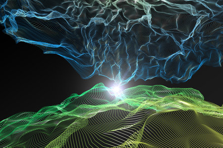 An image that connects space. futuristic image. Different dimensional space. beautiful gradation. A world of darkness. 3D renderingの写真素材
