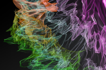 An image of a spider web. futuristic image. Different dimensional space. beautiful gradation. A world of darkness. 3D renderingの写真素材