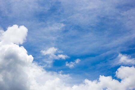 blue sky background with tiny cloudsの写真素材