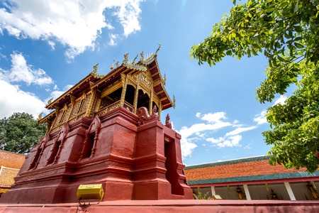 the temple Wat Phra That Haripunchai in Lamphunの写真素材