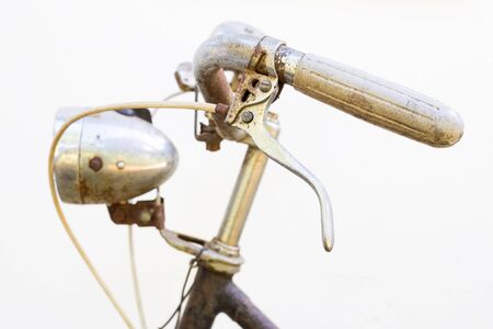 Retro styled bike handle isolated on a white backgroundの写真素材