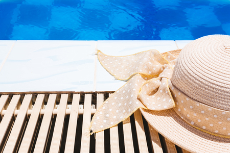 Beach accessories by the swimming pool.の写真素材