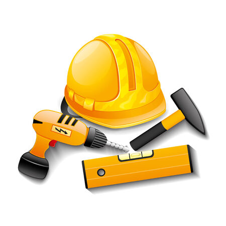 Hardhat and tools の写真素材