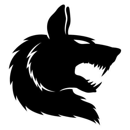 Wolf in black illustration のイラスト素材