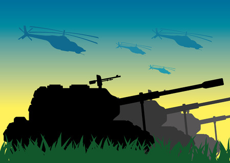 Tanks and helicopters.のイラスト素材