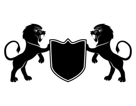 Lions and shield.のイラスト素材