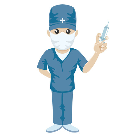 Medic with syringe in his hand.のイラスト素材