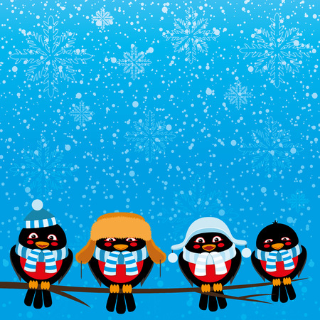 Bullfinches background with space for text.のイラスト素材