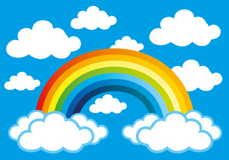Rainbow and clouds.のイラスト素材
