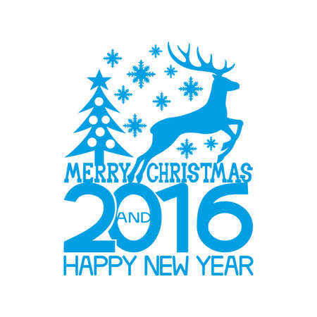 Label with the wishes of merry Christmas and happy new yearのイラスト素材