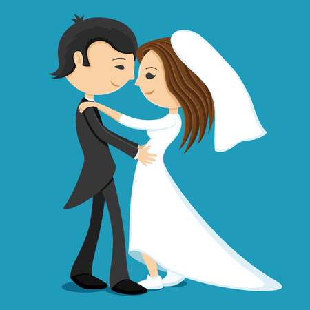 Groom hugs bride.のイラスト素材