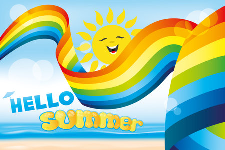 Rainbow and sunのイラスト素材