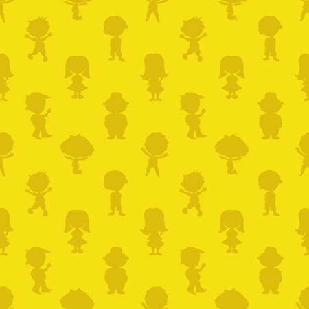 Children on a yellow background.のイラスト素材
