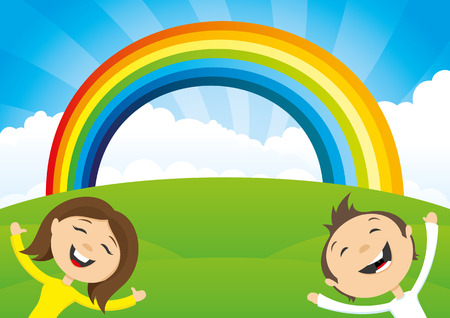 Rainbow and clouds.のイラスト素材