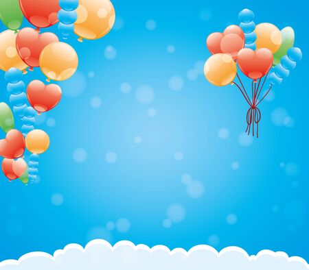 Clouds and balloons in a blue sky.のイラスト素材