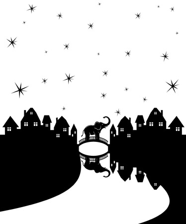 Elephant on the bridge.のイラスト素材