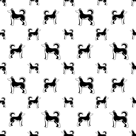 Siberian husky dog ??seamless background.のイラスト素材