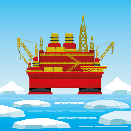 Oil platform in the Arctic.のイラスト素材