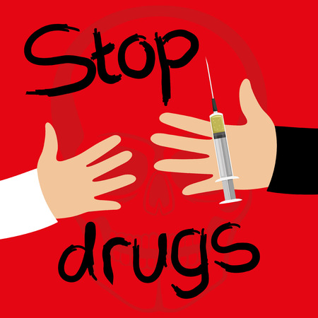 Syringe in the hand of a drug dealer.のイラスト素材