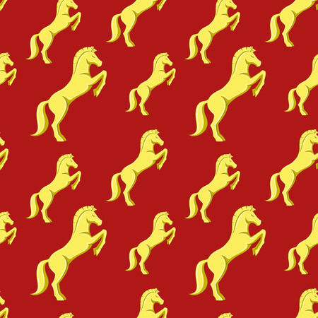 Pattern for seamless background with golden horses.のイラスト素材