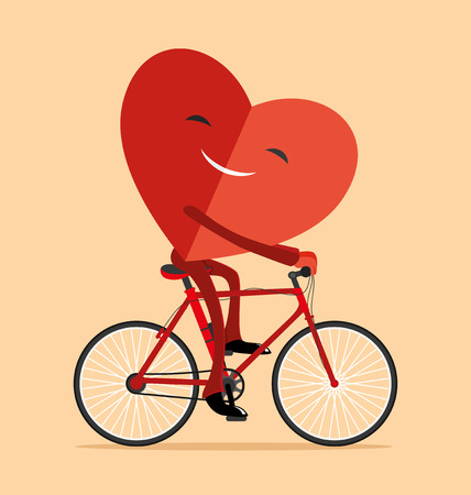 Heart on a bicycle.のイラスト素材