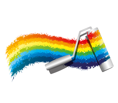 Paint roller and rainbow.のイラスト素材