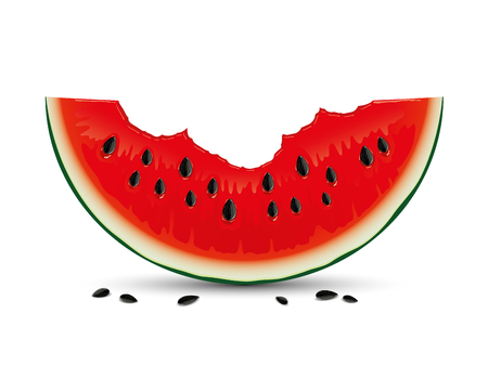 Red watermelon with bite marks.のイラスト素材
