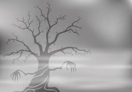 Tree in the fog.のイラスト素材