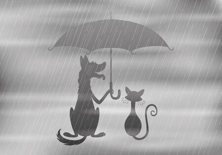 Animals under the rainのイラスト素材