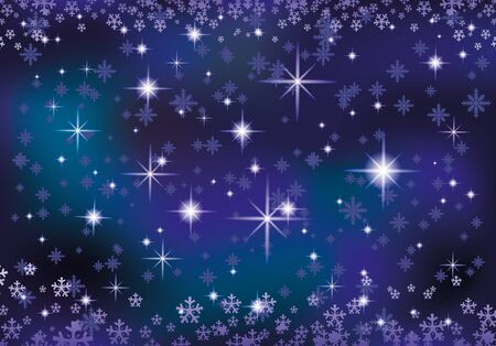 Night sky and snowflakes. Vector illustration.のイラスト素材