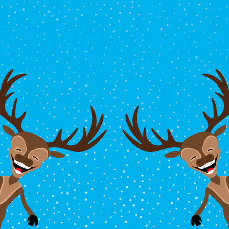 Two reindeers on a winter background.のイラスト素材
