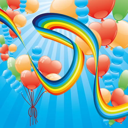 Rainbow and balloons.のイラスト素材