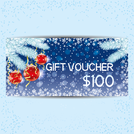 Gift voucher with Christmas balls.のイラスト素材