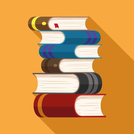 Pile of books on an orange background.のイラスト素材