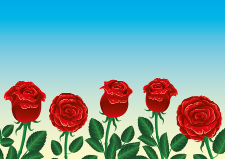 Beautiful red roses. Vector illustration.のイラスト素材