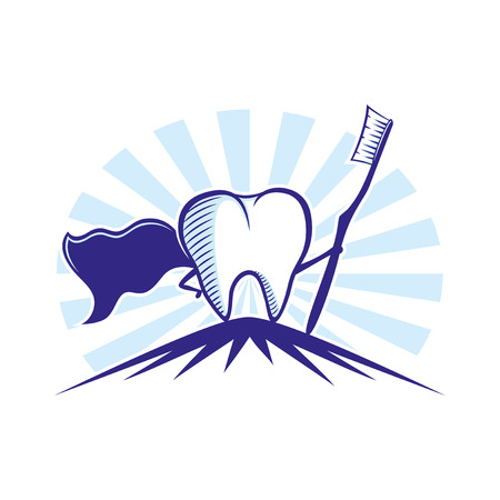 Healthy tooth with a toothbrush.のイラスト素材