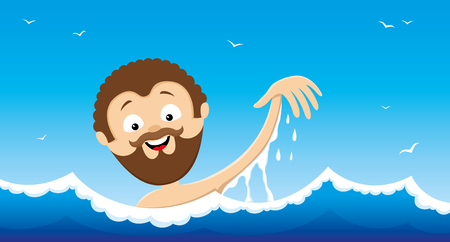 A man swims into the sea.のイラスト素材