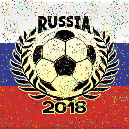 Soccer ball with a laurel wreath and the Russian flag.のイラスト素材