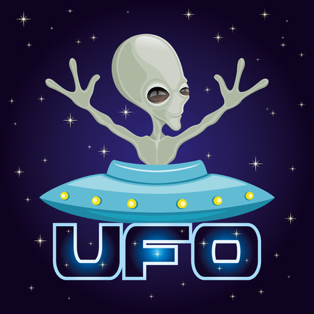 Cute green alien extraterrestrial.のイラスト素材