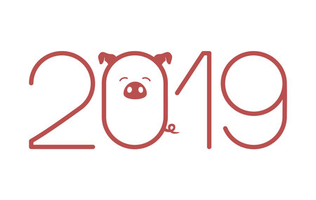 Piglet is the symbol of the new 2019 year.のイラスト素材