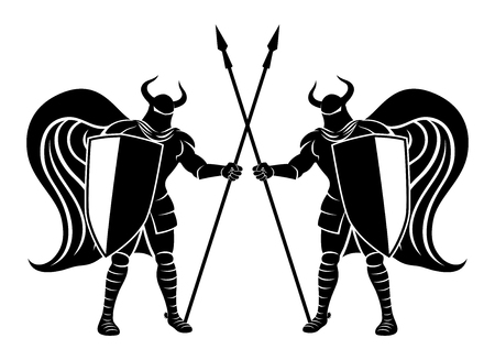Knights with shields and spears.のイラスト素材