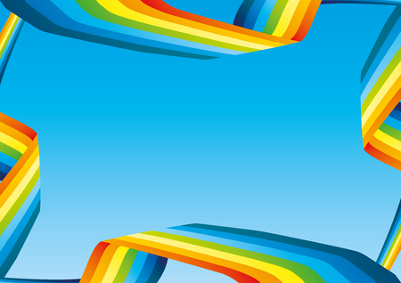 Summer banner with bright rainbow.のイラスト素材