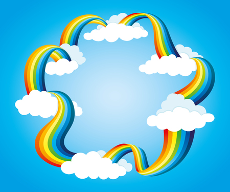 Frame from rainbow and clouds.のイラスト素材