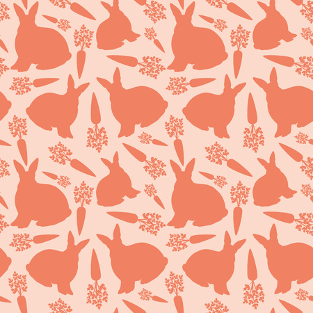 Rabbits and carrots on a pink background.のイラスト素材